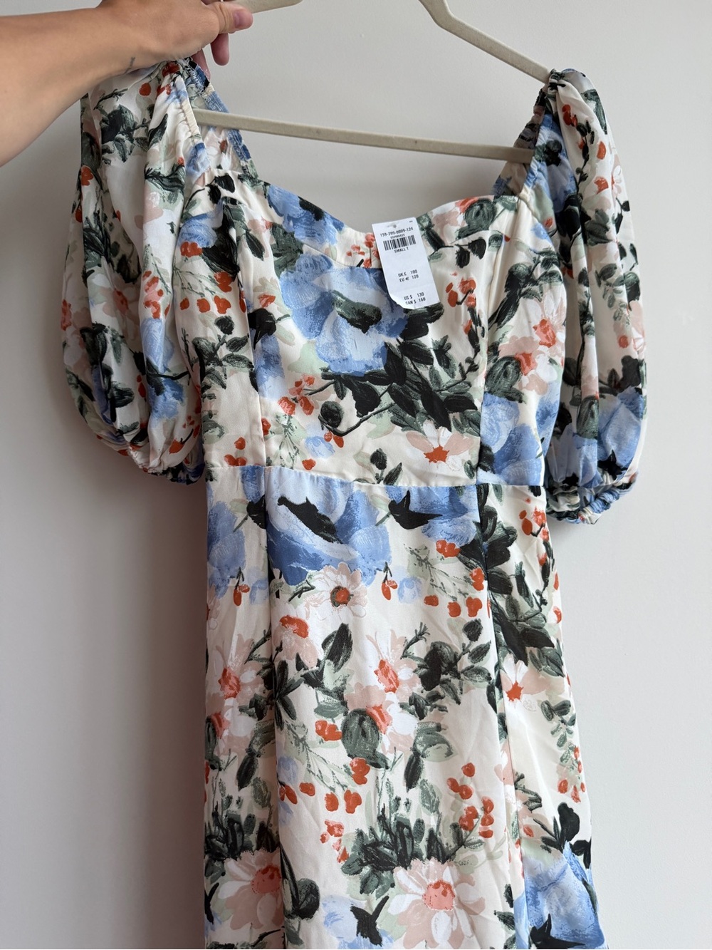 Abercrombie & Fitch Floral Puff Sleeve Maxi Dress - Blue, White, Green, Coral